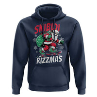 Funny Santa Rizz Christmas Hoodie Retro Skibidi Rizzmas Claus Skating Board Xmas
