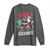 Funny Santa Rizz Christmas Long Sleeve Shirt Retro Skibidi Rizzmas Claus Skating Board Xmas
