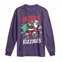 Funny Santa Rizz Christmas Long Sleeve Shirt Retro Skibidi Rizzmas Claus Skating Board Xmas