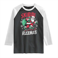 Funny Santa Rizz Christmas Raglan Shirt Retro Skibidi Rizzmas Claus Skating Board Xmas
