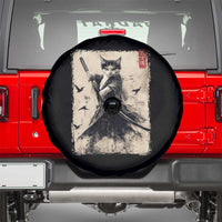 Samurai Cat Graphic Spare Tire Cover Warrior Vintage Japanese Art Anime - Wonder Print Shop