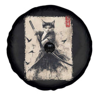 Samurai Cat Graphic Spare Tire Cover Warrior Vintage Japanese Art Anime - Wonder Print Shop