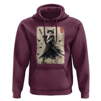 Samurai Cat Graphic Hoodie Warrior Vintage Japanese Art Anime - Wonder Print Shop