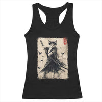 Samurai Cat Graphic Racerback Tank Top Warrior Vintage Japanese Art Anime - Wonder Print Shop