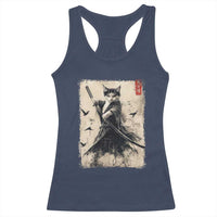 Samurai Cat Graphic Racerback Tank Top Warrior Vintage Japanese Art Anime - Wonder Print Shop