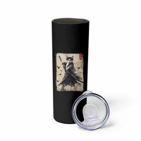 Samurai Cat Graphic Skinny Tumbler Warrior Vintage Japanese Art Anime - Wonder Print Shop