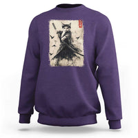 Samurai Cat Graphic Sweatshirt Warrior Vintage Japanese Art Anime - Wonder Print Shop