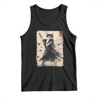 Samurai Cat Graphic Tank Top Warrior Vintage Japanese Art Anime - Wonder Print Shop