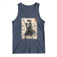 Samurai Cat Graphic Tank Top Warrior Vintage Japanese Art Anime - Wonder Print Shop