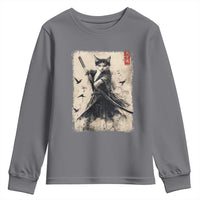 Samurai Cat Graphic Youth Sweatshirt Warrior Vintage Japanese Art Anime - Wonder Print Shop