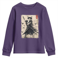 Samurai Cat Graphic Youth Sweatshirt Warrior Vintage Japanese Art Anime - Wonder Print Shop