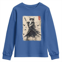 Samurai Cat Graphic Youth Sweatshirt Warrior Vintage Japanese Art Anime - Wonder Print Shop