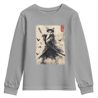 Samurai Cat Graphic Youth Sweatshirt Warrior Vintage Japanese Art Anime - Wonder Print Shop