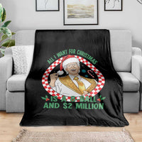 Funny Christmas Wish Billy Meme Throw Blanket A 8 Ball and 2 Million Dollars Baby Uncle Santa Hat - Wonder Print Shop