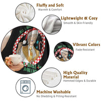 Funny Christmas Wish Billy Meme Throw Blanket A 8 Ball and 2 Million Dollars Baby Uncle Santa Hat - Wonder Print Shop