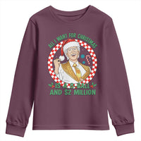 Funny Christmas Wish Billy Meme Youth Sweatshirt A 8 Ball and 2 Million Dollars Baby Uncle Santa Hat - Wonder Print Shop