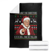 Funny Christmas Wish Billy Meme Throw Blanket A 8 Ball and 2 Million Dollars Baby Uncle Cosplay Santa - Wonder Print Shop