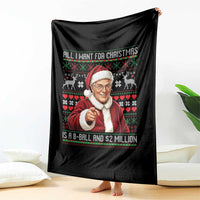 Funny Christmas Wish Billy Meme Throw Blanket A 8 Ball and 2 Million Dollars Baby Uncle Cosplay Santa - Wonder Print Shop
