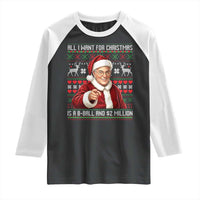 Funny Christmas Wish Billy Meme Raglan Shirt A 8 Ball and 2 Million Dollars Baby Uncle Cosplay Santa - Wonder Print Shop