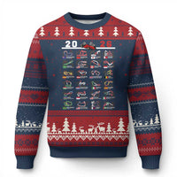 2026 Car Racing Circuit Ugly Christmas Sweater International Race Track Schedule Graphic with Flags - Wonder Print Shop