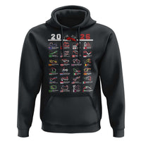2026 Car Racing Circuit Hoodie International Race Track Schedule Graphic with Flags - Wonder Print Shop