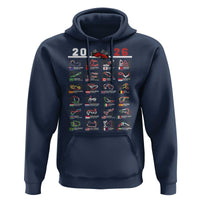 2026 Car Racing Circuit Hoodie International Race Track Schedule Graphic with Flags - Wonder Print Shop