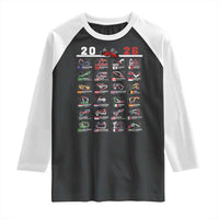 2026 Car Racing Circuit Raglan Shirt International Race Track Schedule Graphic with Flags - Wonder Print Shop