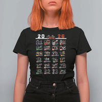 2026 Car Racing Circuit T Shirt For Women International Race Track Schedule Graphic with Flags - Wonder Print Shop