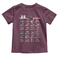2026 Car Racing Circuit Toddler T Shirt International Race Track Schedule Graphic with Flags - Wonder Print Shop