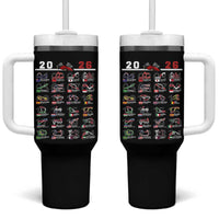 2026 Car Racing Circuit Tumbler With Handle International Race Track Schedule Graphic with Flags - Wonder Print Shop