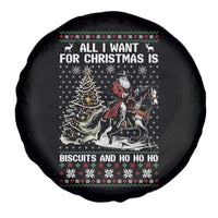 Funny Western Christmas Cowboy Santa Spare Tire Cover All I Want for Christmas Is Biscuits and Ho Ho Ho - Wonder Print Shop