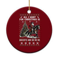 Funny Western Christmas Cowboy Santa Ceramic Ornament All I Want for Christmas Is Biscuits and Ho Ho Ho - Wonder Print Shop