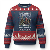 Funny Western Xmas Cowboy Santa Ugly Christmas Sweater All I Want for Xmas Is Biscuits and Ho Ho Ho - Wonder Print Shop