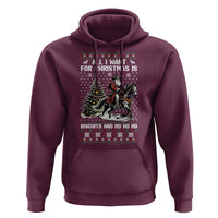 Funny Western Christmas Cowboy Santa Hoodie All I Want for Christmas Is Biscuits and Ho Ho Ho - Wonder Print Shop