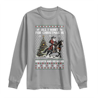 Funny Western Christmas Cowboy Santa Long Sleeve Shirt All I Want for Christmas Is Biscuits and Ho Ho Ho - Wonder Print Shop