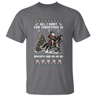Funny Western Christmas Cowboy Santa T Shirt All I Want for Christmas Is Biscuits and Ho Ho Ho - Wonder Print Shop