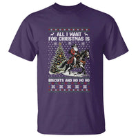 Funny Western Christmas Cowboy Santa T Shirt All I Want for Christmas Is Biscuits and Ho Ho Ho - Wonder Print Shop