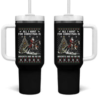 Funny Western Christmas Cowboy Santa Tumbler With Handle All I Want for Christmas Is Biscuits and Ho Ho Ho - Wonder Print Shop