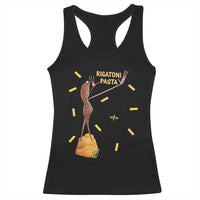 Funny Rigatoni Pasta Marcus The Worm Racerback Tank Top Dramatic Pasta Lover Foodie Meme - Wonder Print Shop