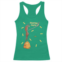 Funny Rigatoni Pasta Marcus The Worm Racerback Tank Top Dramatic Pasta Lover Foodie Meme - Wonder Print Shop
