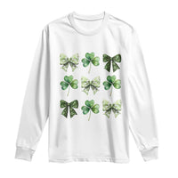 St Patricks Day Coquette Bow Long Sleeve Shirt Lucky Shamrock Aesthetic