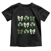 St Patricks Day Coquette Bow Toddler T Shirt Lucky Shamrock Aesthetic