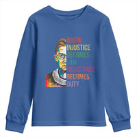 RBG Quote Youth Sweatshirt When Injustice Becomes Law Resistance Becomes Duty