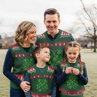 Funny Nurse St Patricks Day V-Neck Knit Sweater Vest Nursing Stethoscope Green Clover Shamrock - Wonder Print Shop