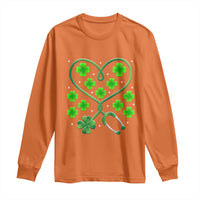 Funny Nurse St Patricks Day Long Sleeve Shirt Nursing Stethoscope Green Clover Shamrock