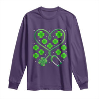 Funny Nurse St Patricks Day Long Sleeve Shirt Nursing Stethoscope Green Clover Shamrock