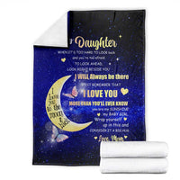 To My Daughter Galaxy Throw Blanket I Love You To The Moon and Back Gift From Mom