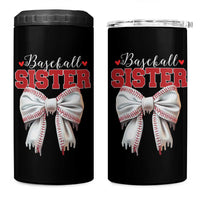 Baseball Sister 4 in 1 Can Cooler Tumbler Soft Ball Game Day Dripping Ice Cream Coquette Bow