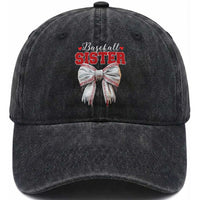 Baseball Sister Washed Cotton Baseball Cap Soft Ball Game Day Dripping Ice Cream Coquette Bow