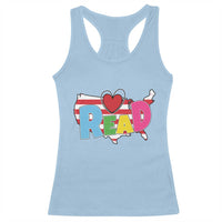 Read Lover America Map Racerback Tank Top National Reading Month Bookish Book Lovers